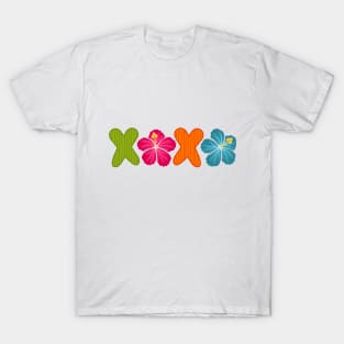 XOXO Kiss Hibiscus Flowers Text T-Shirt